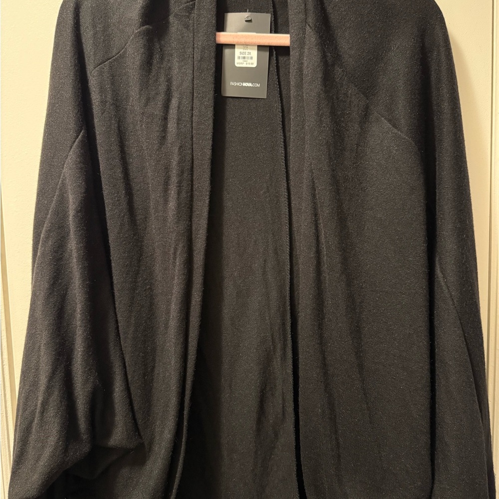 Fashion Nova Black Open Front Cape
